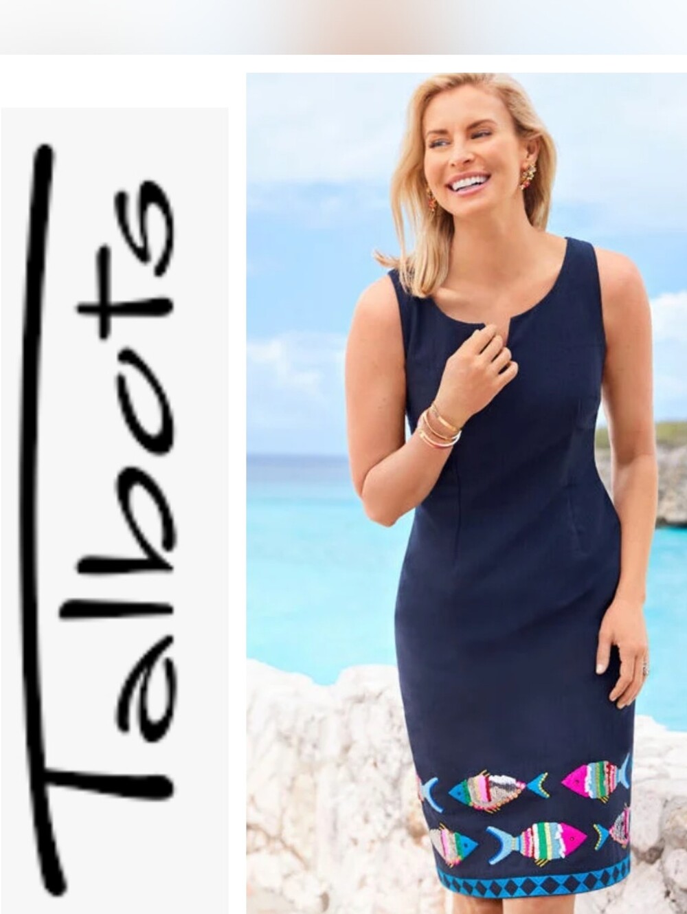Talbots Embroidered Fish Sheath Dress